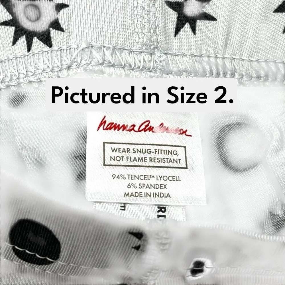 Hanna Andersson NWT HannaSoft Long Johns Stars & Moon Tonal on Grey. Size 4. PJs